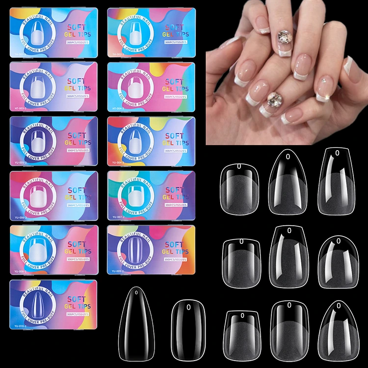 15Size Soft gel -tips - Volledige cover Nailextensions