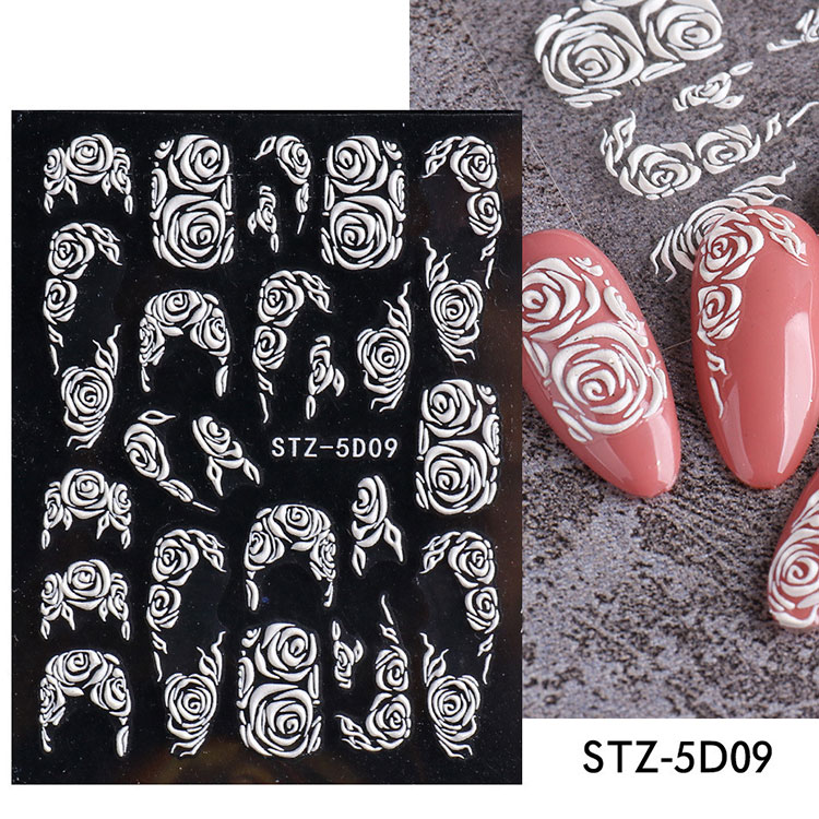 5D witte nagelkunststickers