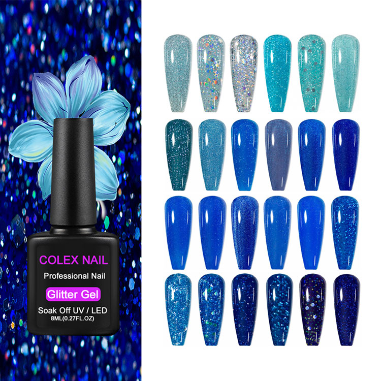 8 ml blauwe glittergelgoets