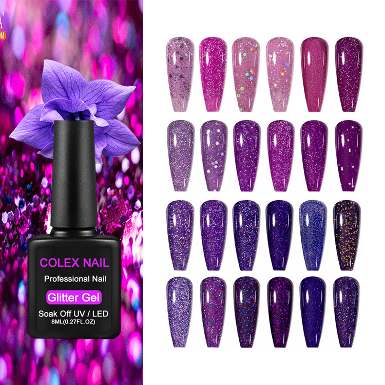 8 ml paarse glittergelgoets