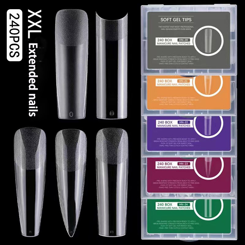 Lange volledige dekking zachte gel nageltips