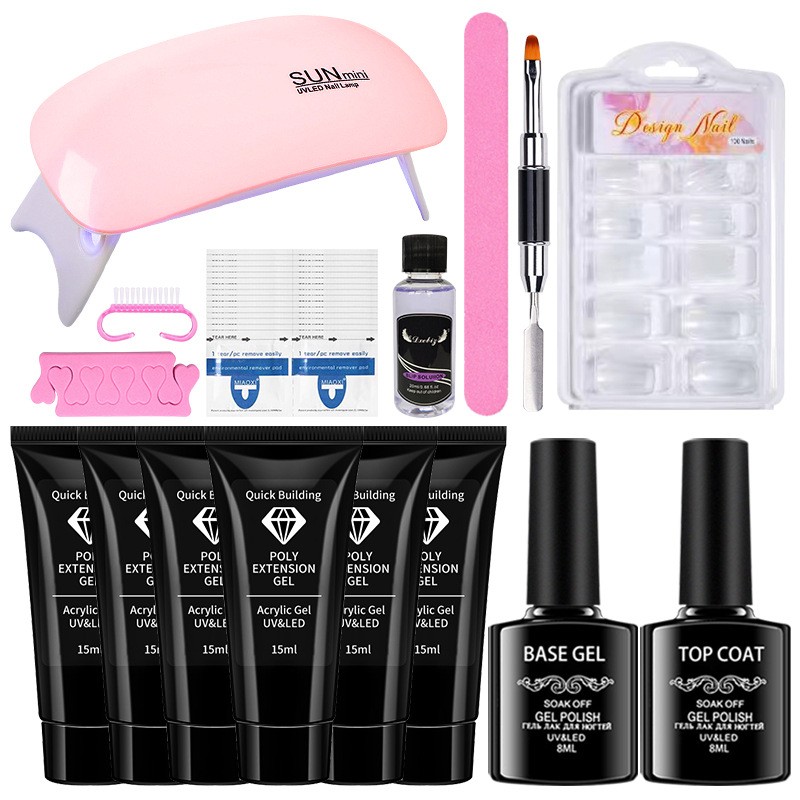 Poly-extensie gelnagelset met mini-nagellamp