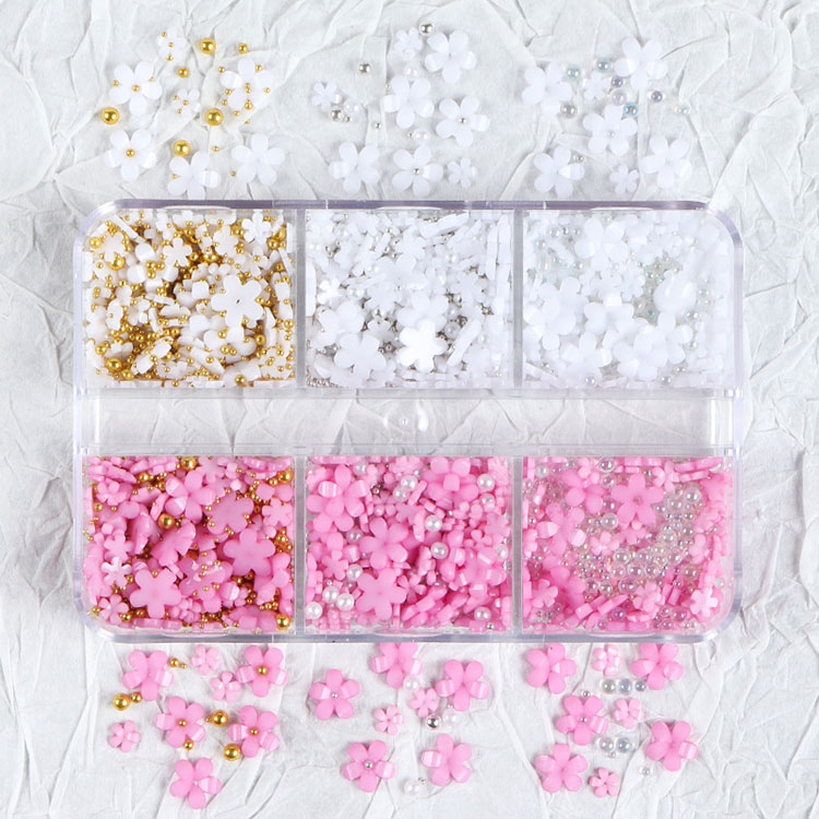 Lente nagelkunstbenodigdheden Kersenbloesem met parels Manicure DIY nageldecoraties