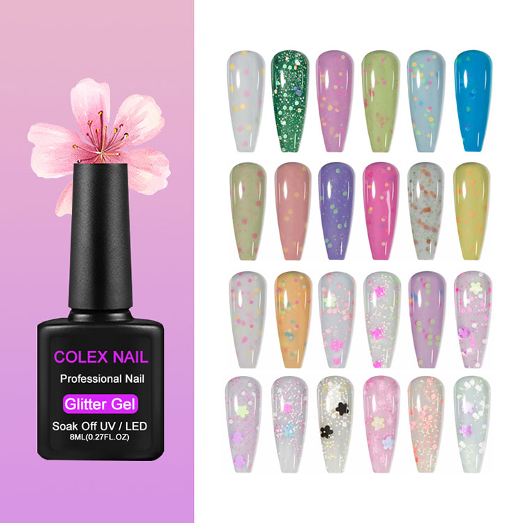 Spring Summer Nail Art Glitter Gel Pools